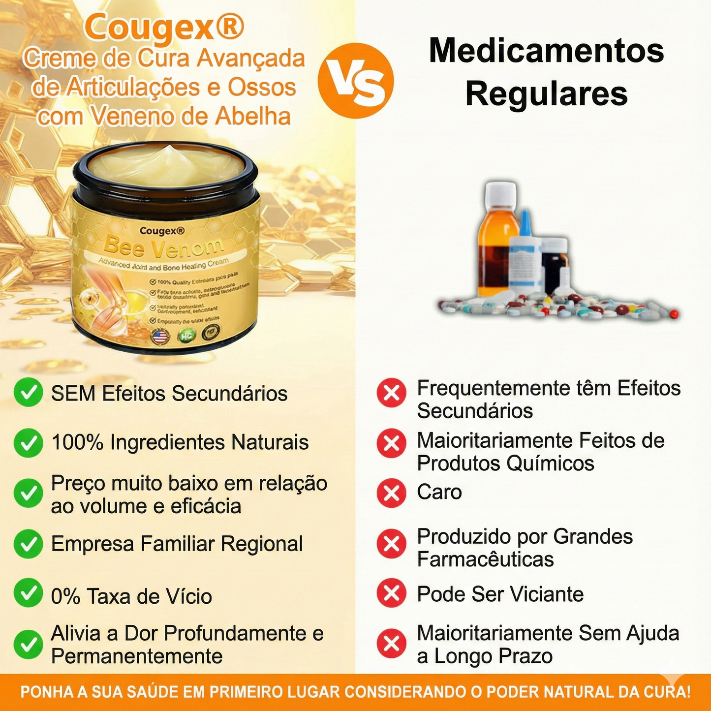 Cougex® Creme Avançado de Cicatrização de Articulações e Ossos com Veneno de Abelha
